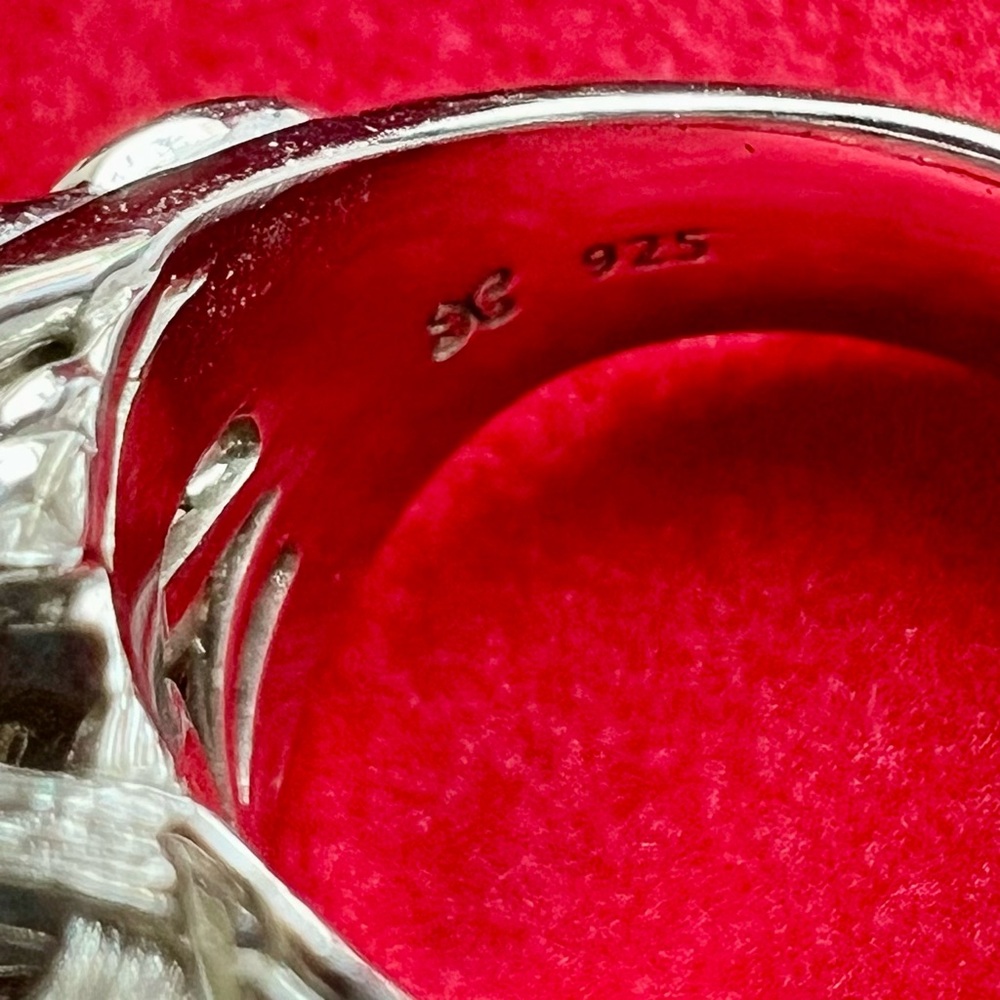 Rare Vintage Glam Jennifer Cary 925 Silver Blue Topaz w/small Diamonds Ring - Picture 6 of 15